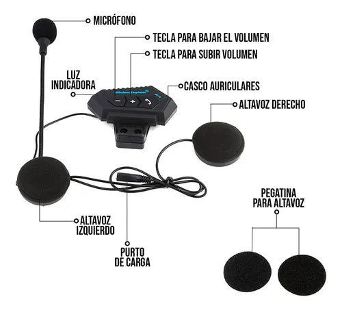 Intercomunicador Auriculares casco